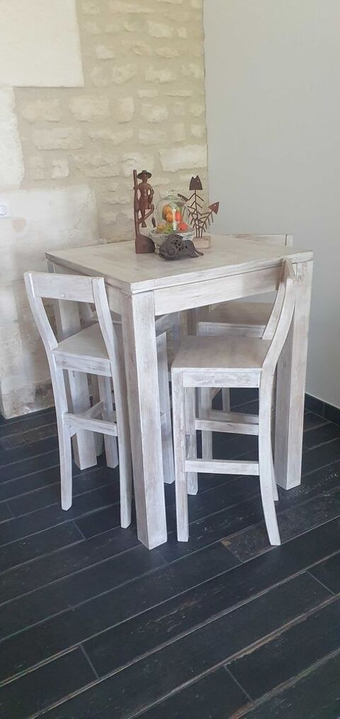 Mange-debout + 4 chaises hautes bois massif : - 140� si parti avant No�l 890 Mainxe (16)