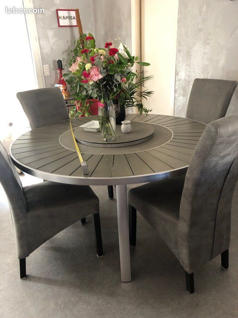 table ronde bois et metal Meubles