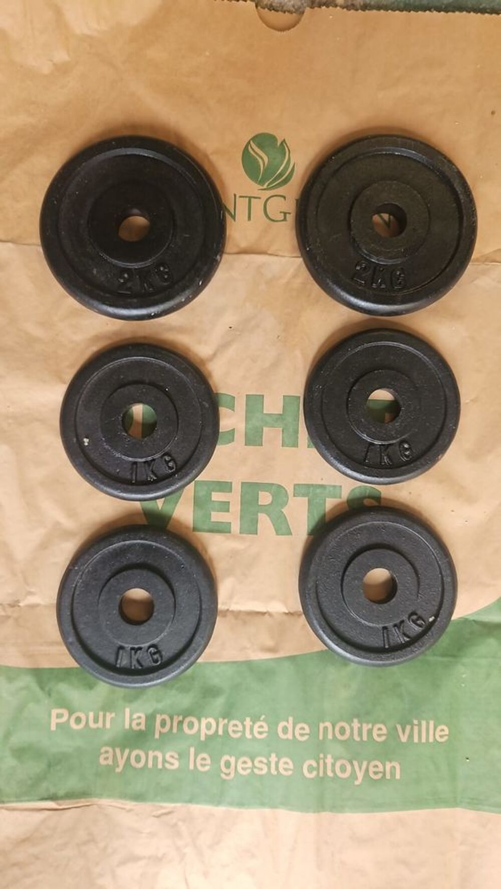 Lot de 6 disques de musculation ? 2&times;2 kg + 4&times;1 kg Sports