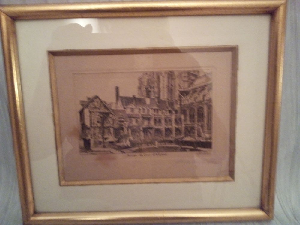 GRAVURE ANCIENNE EAU FORTE Gustave SCHLUMBERGER ROUEN Décoration