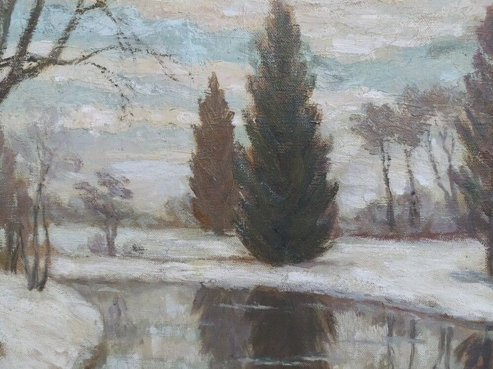 Tableau Paysage d'Hiver par Raoul L&eacute;on Lanternier 