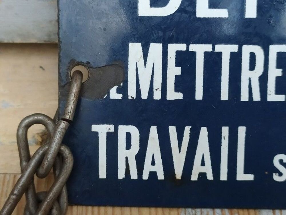Ancienne Plaque &Eacute;maill&eacute;e SNCF Travail sur la Ligne 