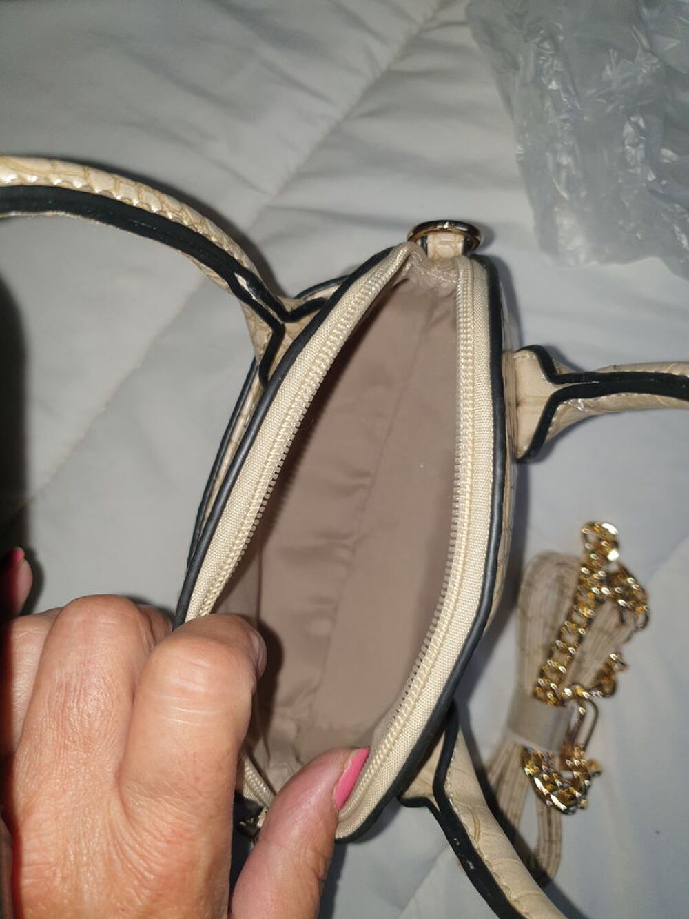 Petit sac &agrave; main beige Maroquinerie