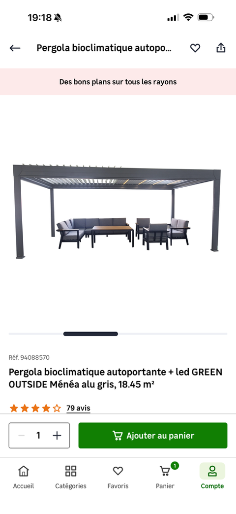 Pergola bioclimatique motorisée GREEN OUTSIDE Ménéa 18,45 m² Saint-Prix (95)