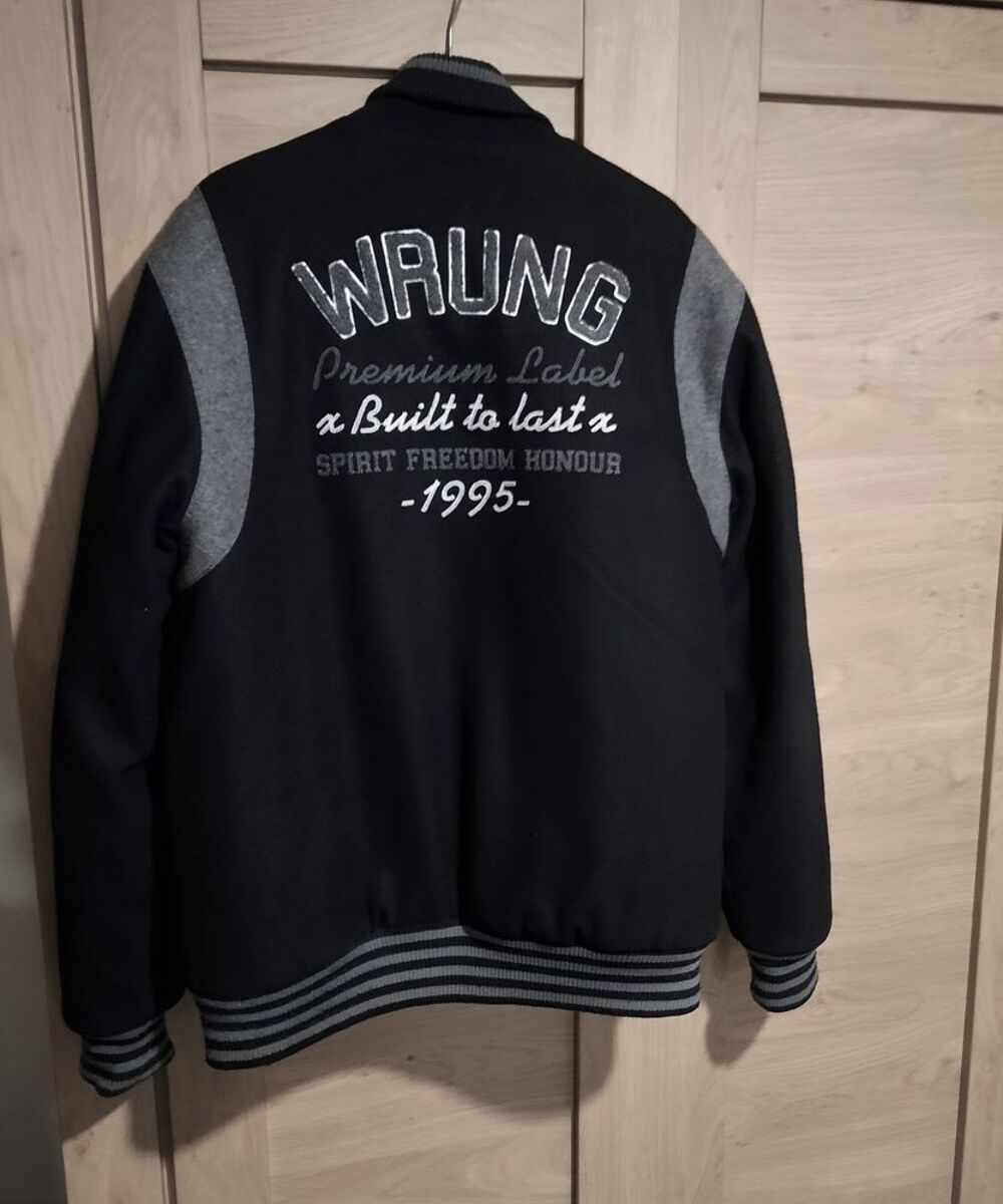 Blouson homme noir teddy Wrung - chaud laine T 42 ou 40 - 42 Vêtements