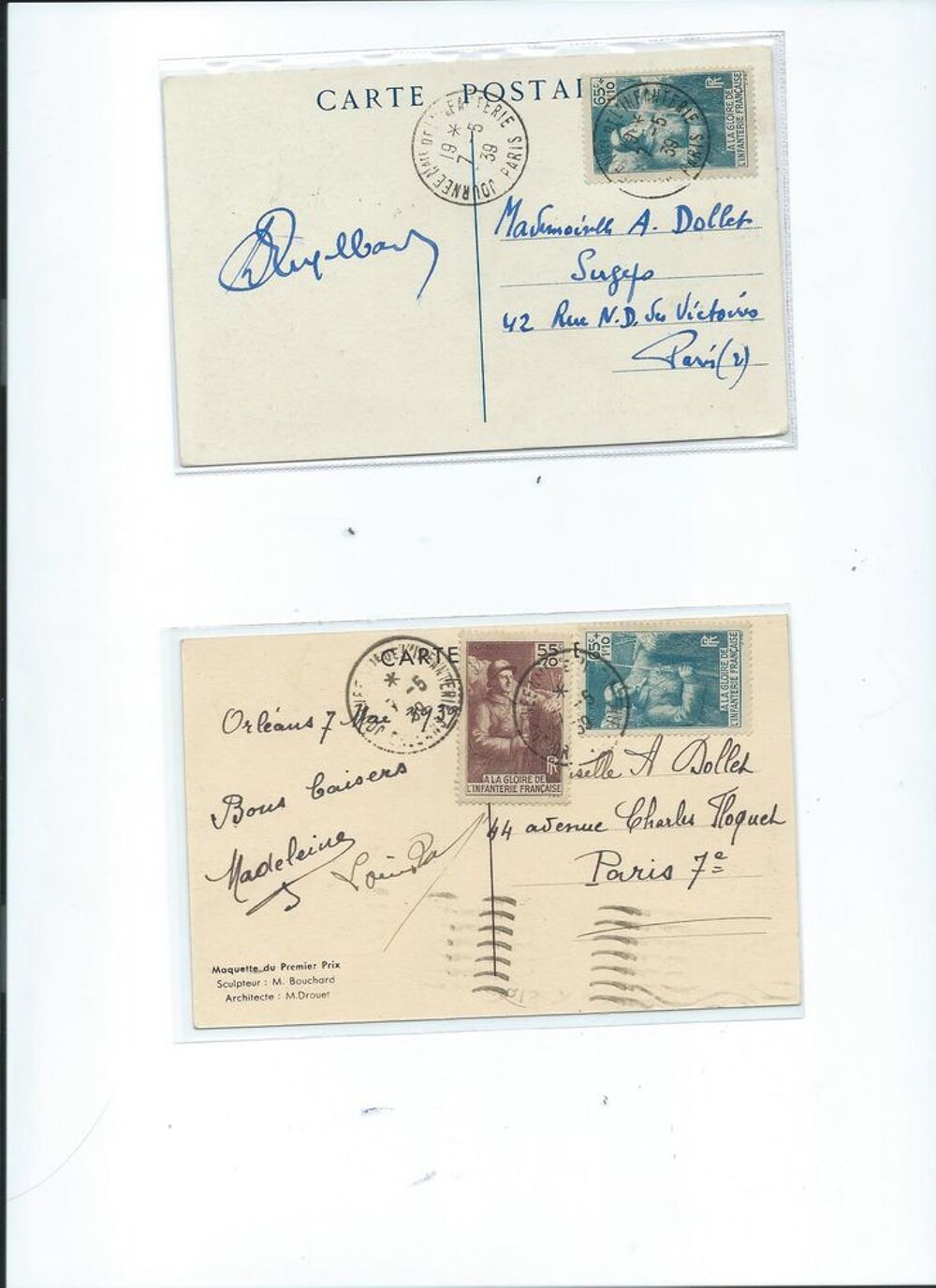 Cartes Comm&eacute;moratives " INFANTERIE FRANCAISE " 