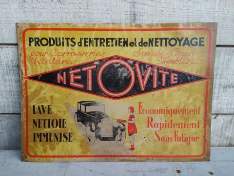 Ancienne Plaque T�le Publicitaire Netovite Automobile  85 Loches (37)