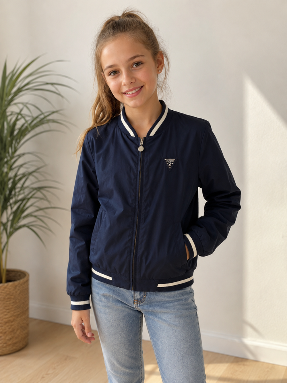 Veste Fille Guess blouson 12 ans bleu marine mi-saison TBE Vêtements enfants