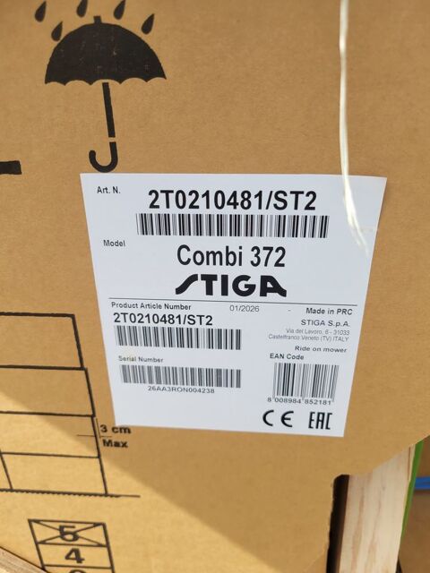 TRACTEUR TONDEUSE THERMIQUE COMBI 372 STIGA
2T0210481/ST2
1300 07120 Ruoms