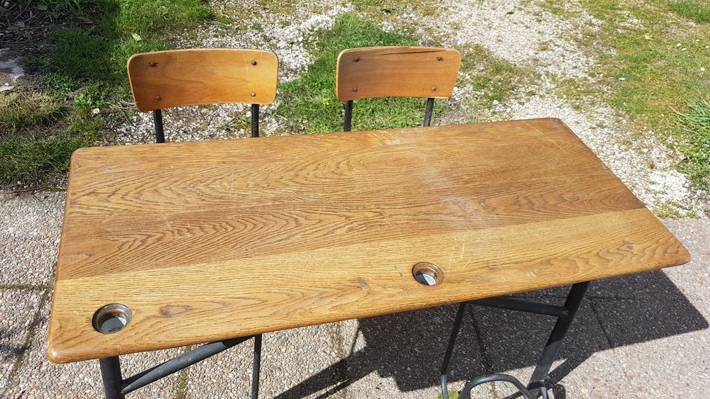 Bureau d'&eacute;coliers r&eacute;tro deux places Meubles