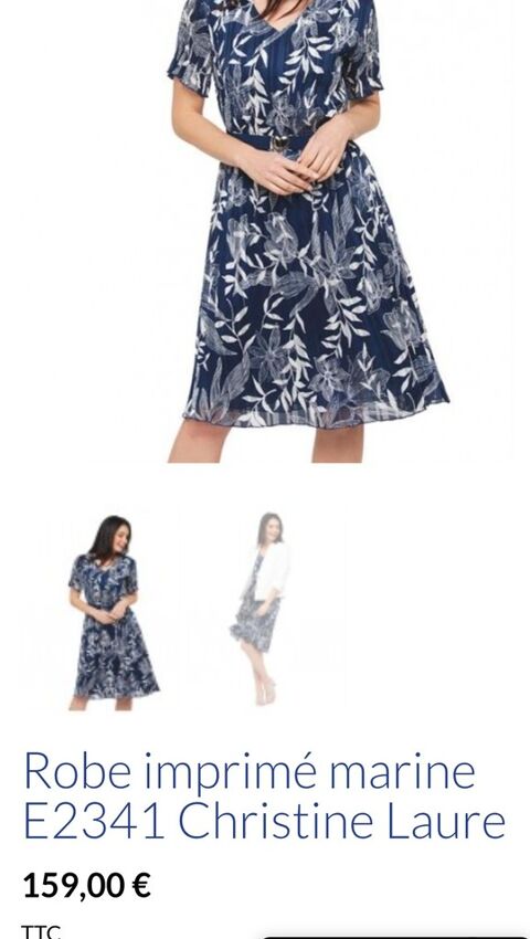 Robe imprim� marine femme manches courtes 80 Haubourdin (59)