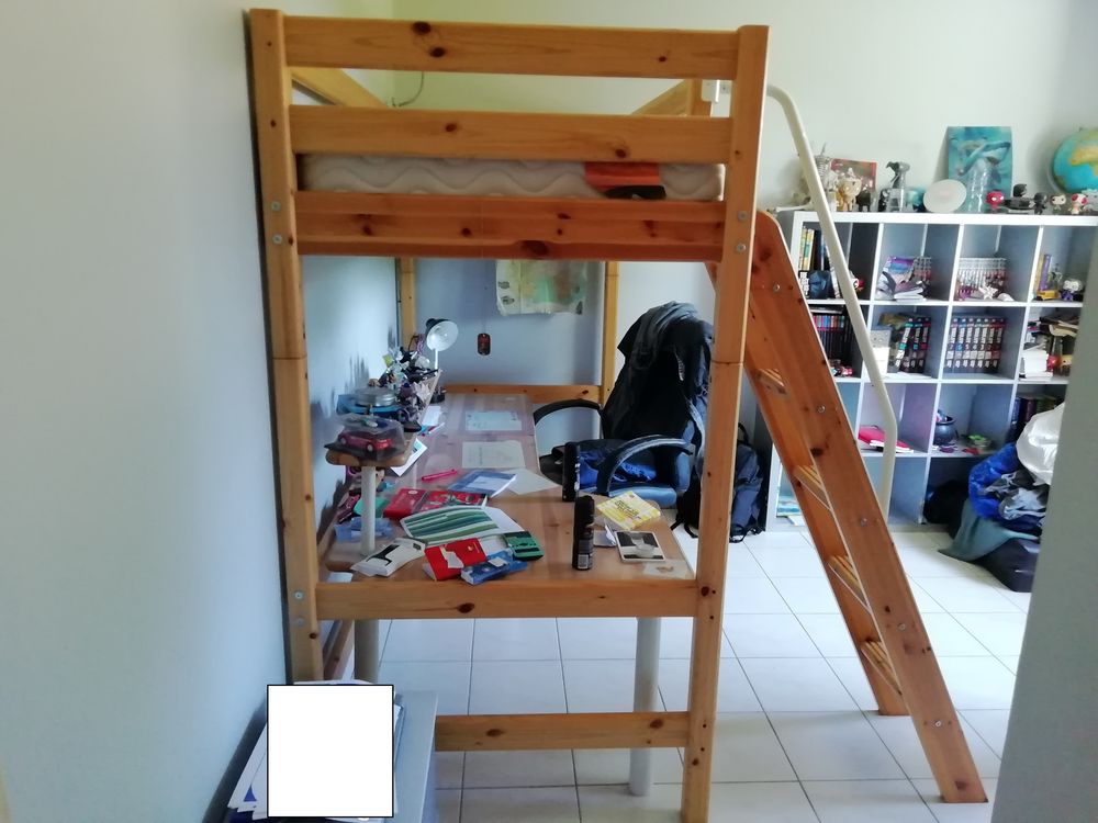 lit Flexa 2 m&egrave;tres mezzanine + bureau en bois Meubles