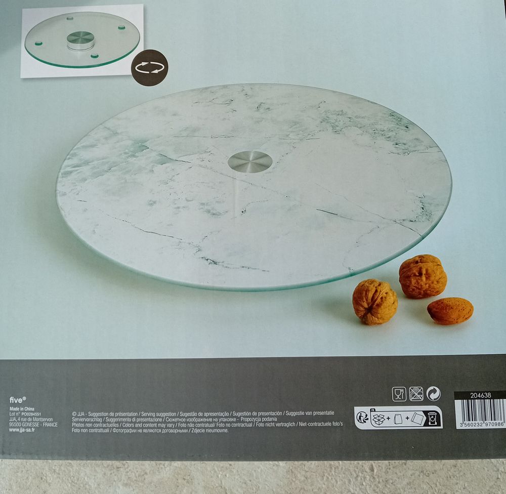 Plateau Tournant-Effet Marbre Blanc Electrom�nager