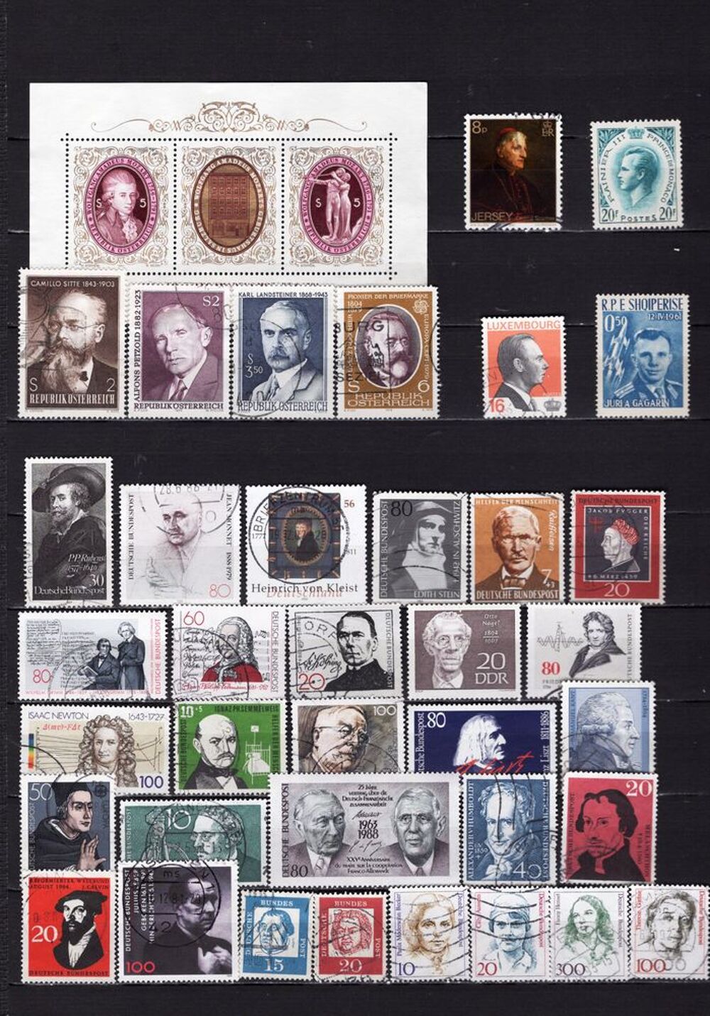 lot de 122 timbres de PAYS d'EUROPE avec des PERSONNALITES 