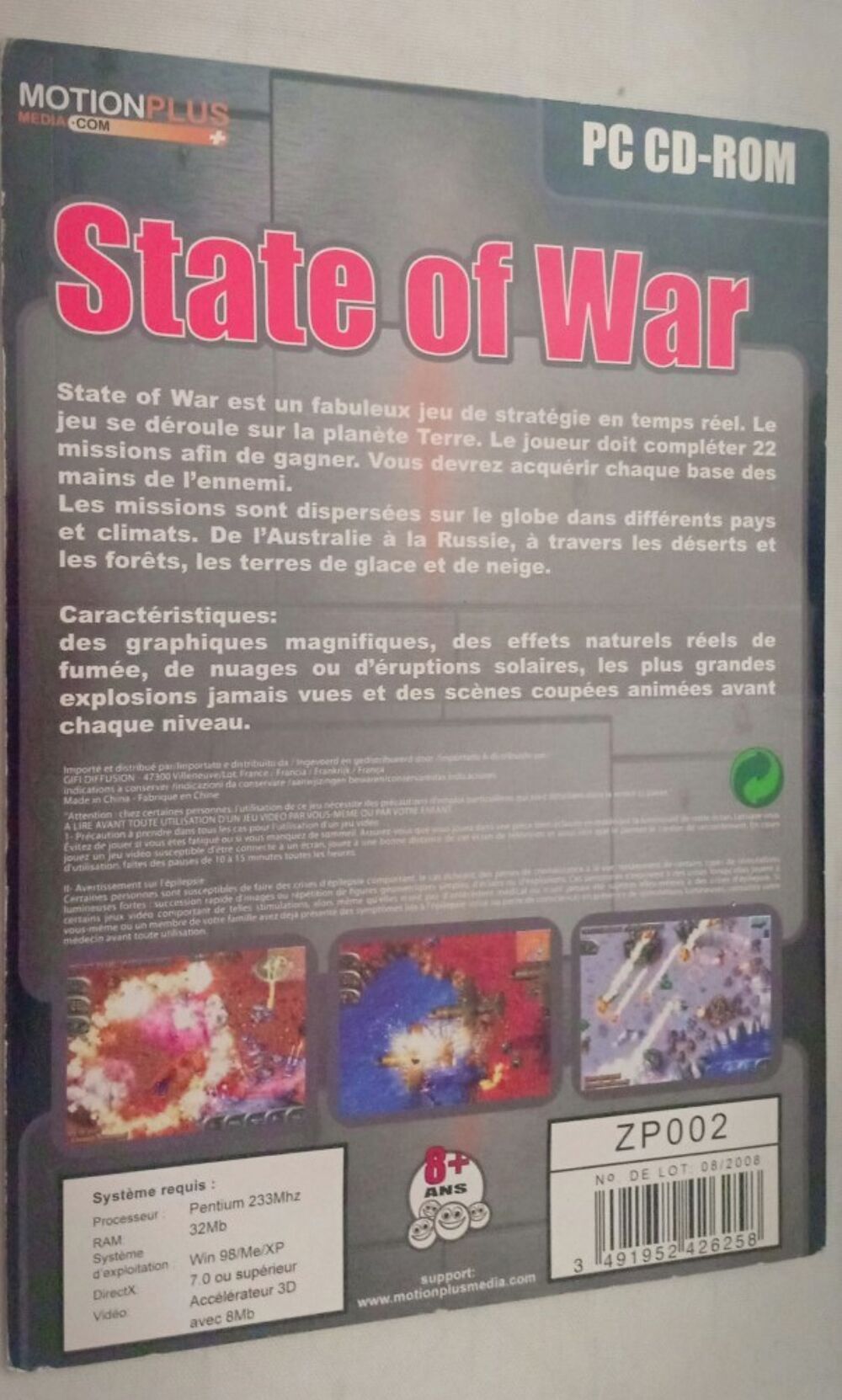 Jeu PC State of War sans notice Consoles et jeux vidéos