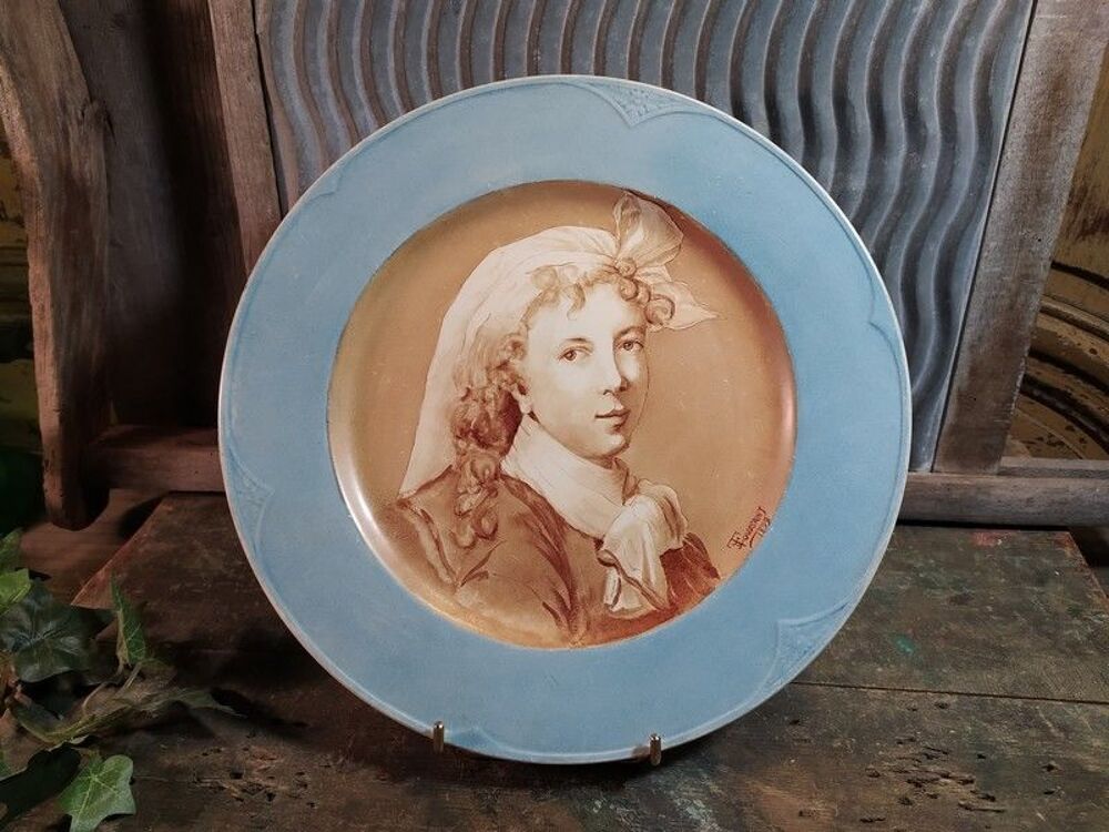 Assiette Fa&iuml;ence Leveill&eacute; Rousseau Sign&eacute;e Toussaint 1899 Dcoration