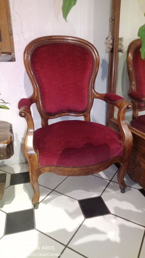 Salon louis Philippe en velours bordeaux 2000 Seyssins (38)