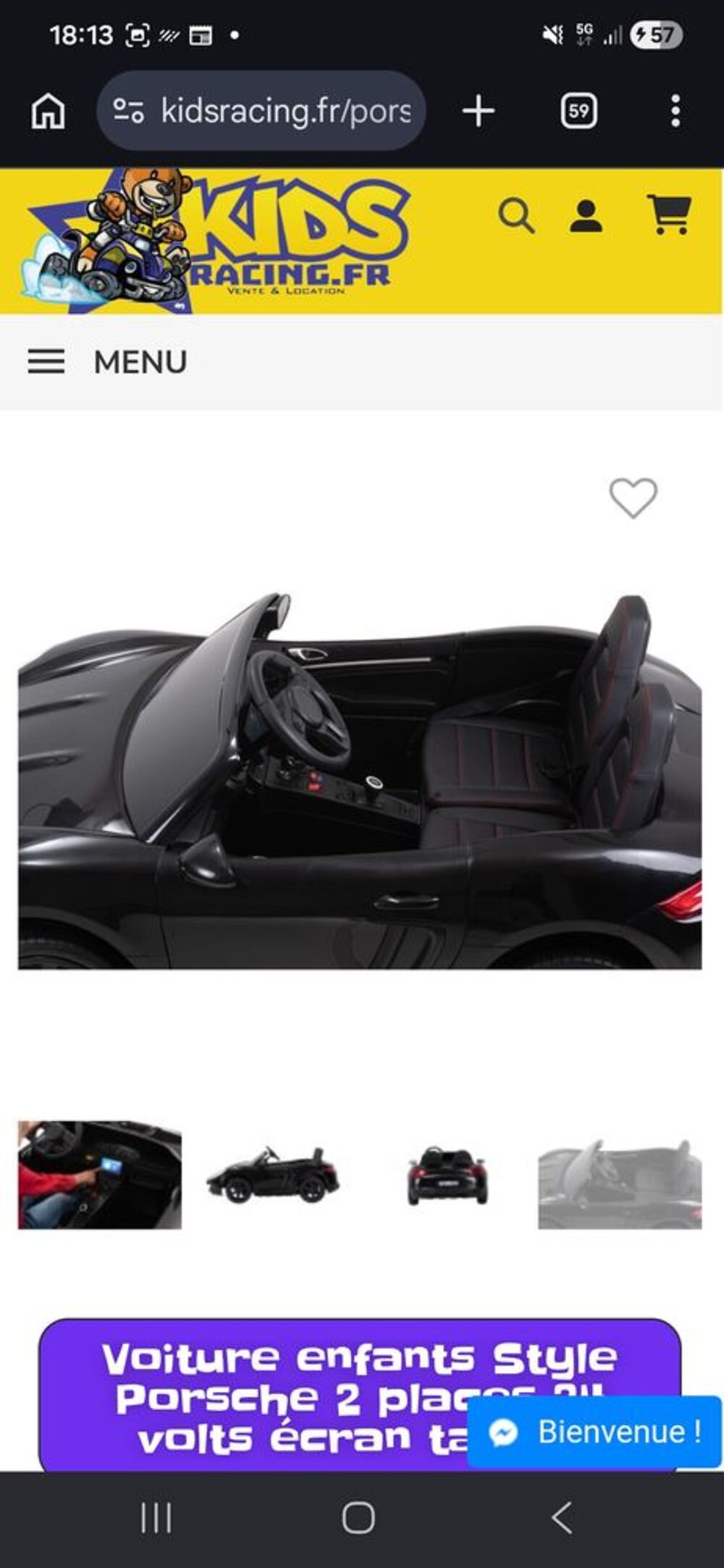Voiture &eacute;lectrique enfant noire 2 places Jeux / jouets