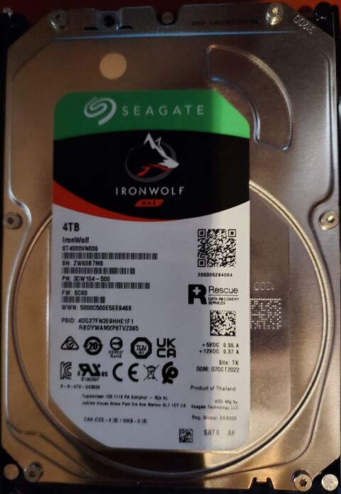 4 HDD NAS Seagate IronWolf 4To ST4000VN006 - Très bon état Paris 19 (75)