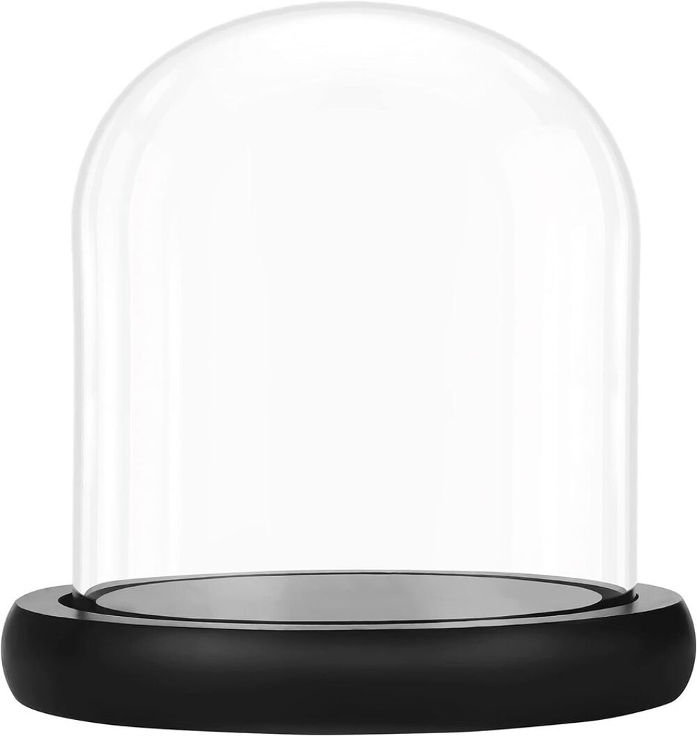 Cloche en Verre avec Socle Noir en Bois 10 cm Décoration