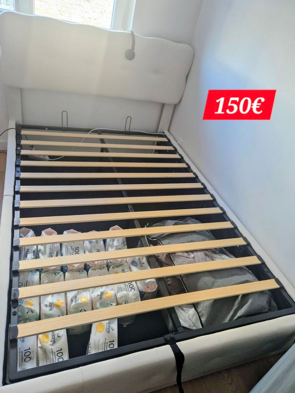 Lit coffre 2 personnes bande Led Meubles