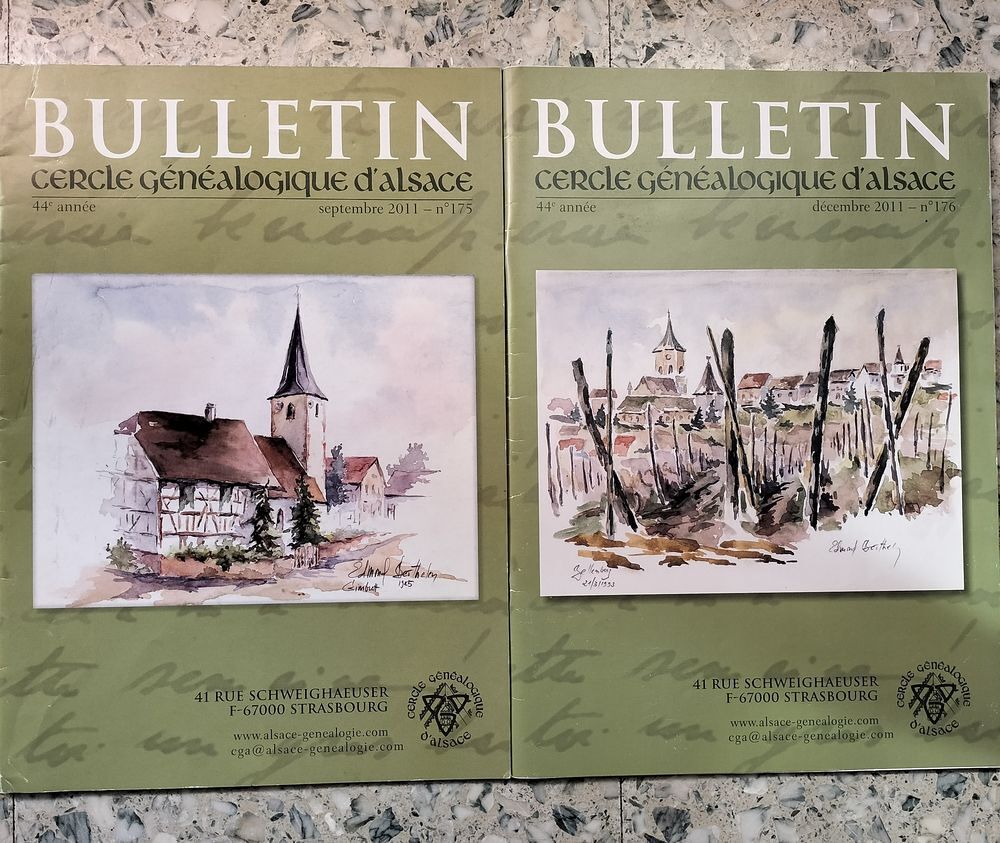 2 num&eacute;ros du Bulletin du Cercle G&eacute;n&eacute;alogique d'Alsace Livres et BD