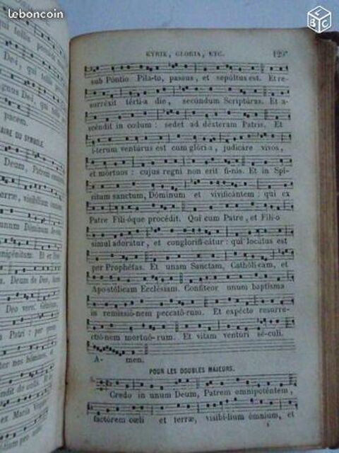 Missel Romain : 1856 : avec chants Grégoriens 95 Limoges (87)