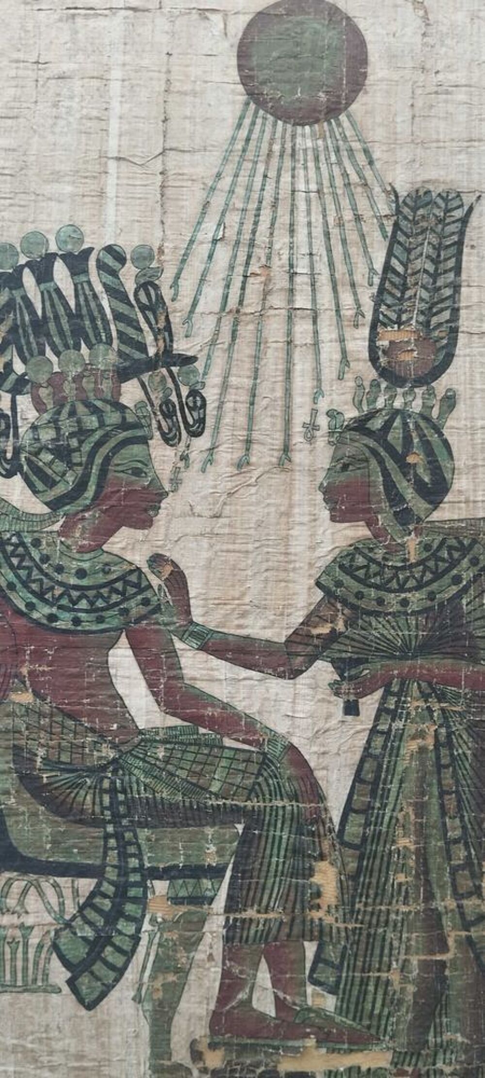 Un papyrus fait &agrave; la main par moi-m&ecirc;me, mesurant 150 x 110 cm, en tr&egrave;s bon &eacute;tat. 1985 Décoration