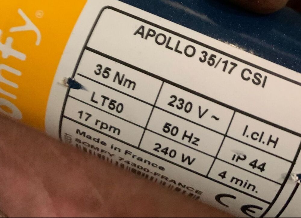 Somfy Apollo 35/17 Csi moteur de volets roulants Bricolage