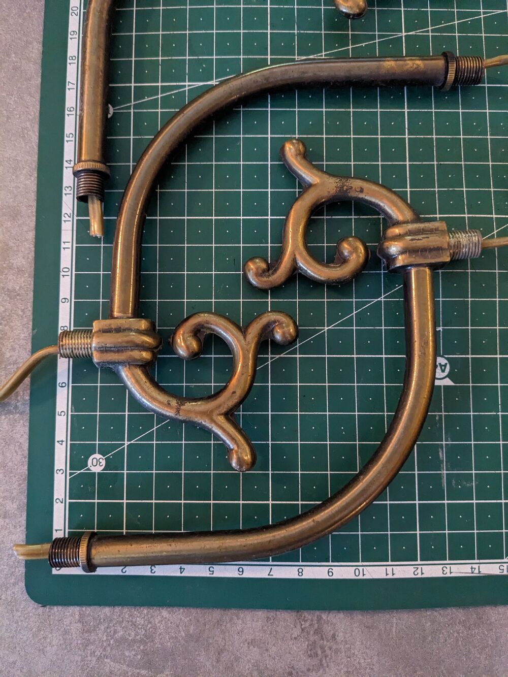 3 bras en laiton tube filet&eacute; ouvrag&eacute;s Pi&egrave;ce de lampe lustre Décoration