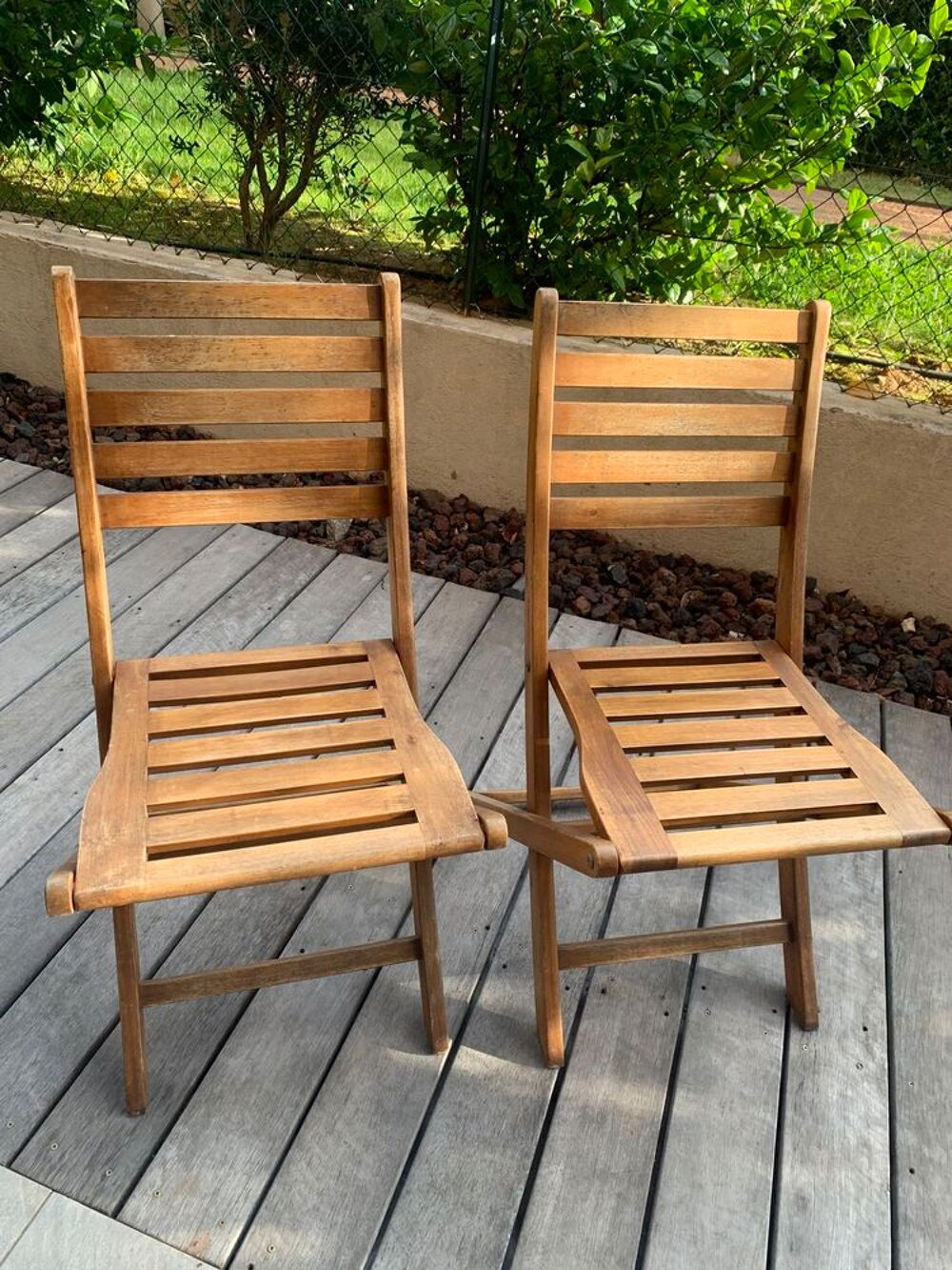 2+chaises+pliantes+en+bois+ Meubles