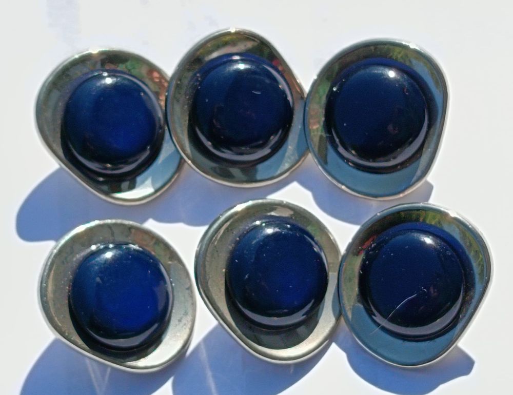 S&eacute;rie de 6 Boutons Cabochon Bleu Nuit 2,5 cm - N&deg;33 