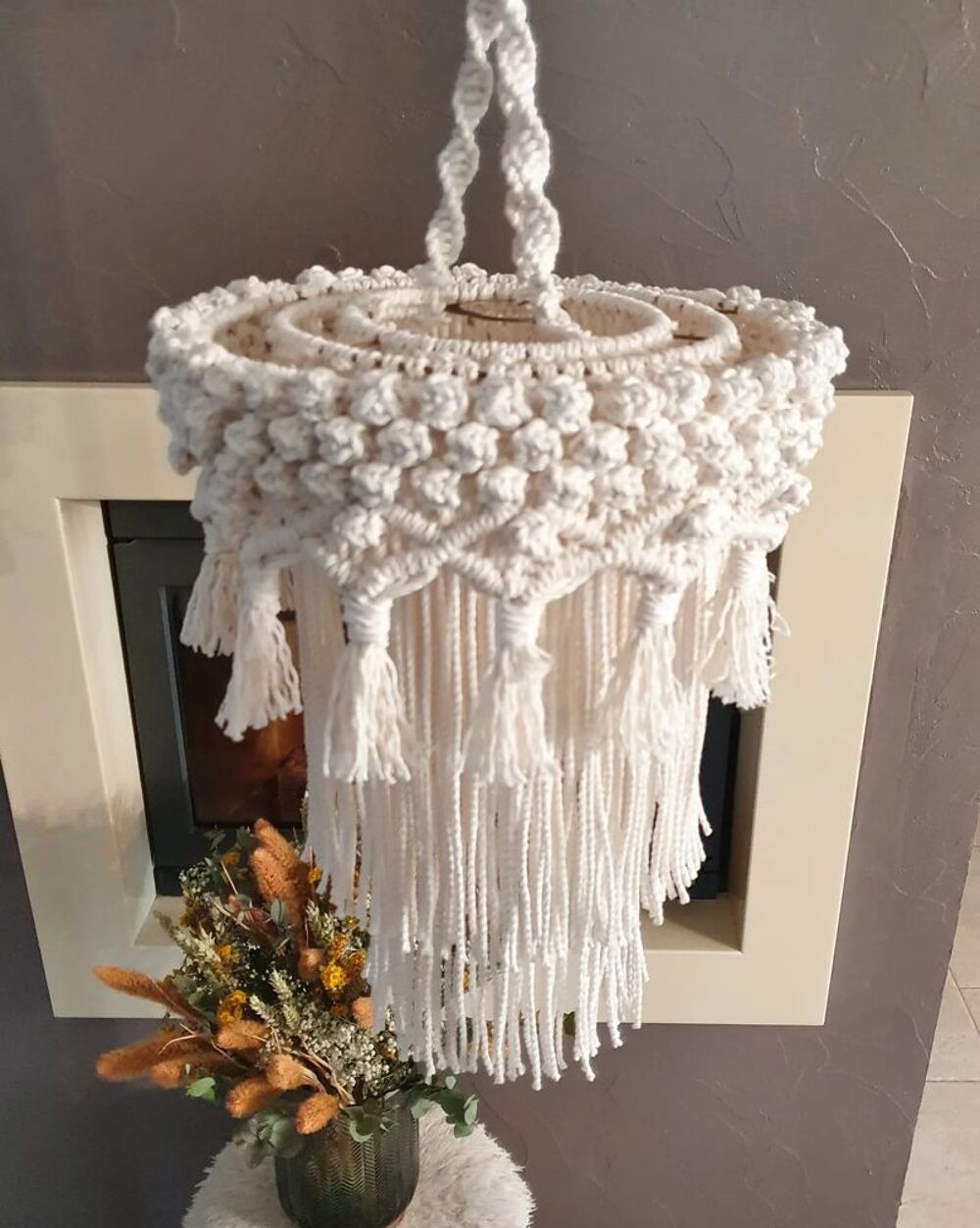 lustre en macram&eacute; 36cm de diam&egrave;tre Décoration