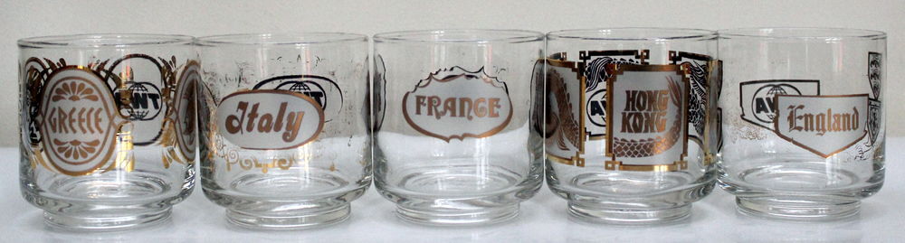 Verres publicitaires TWA vintage 70 