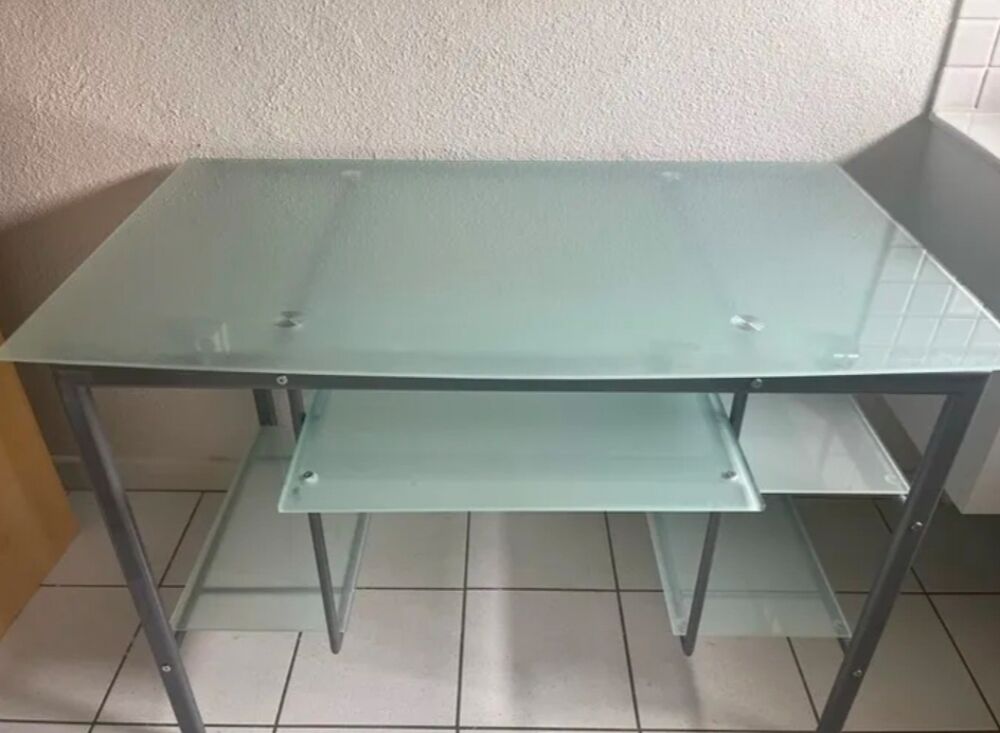 Bureau en Verre avec &Eacute;tag&egrave;re Meubles