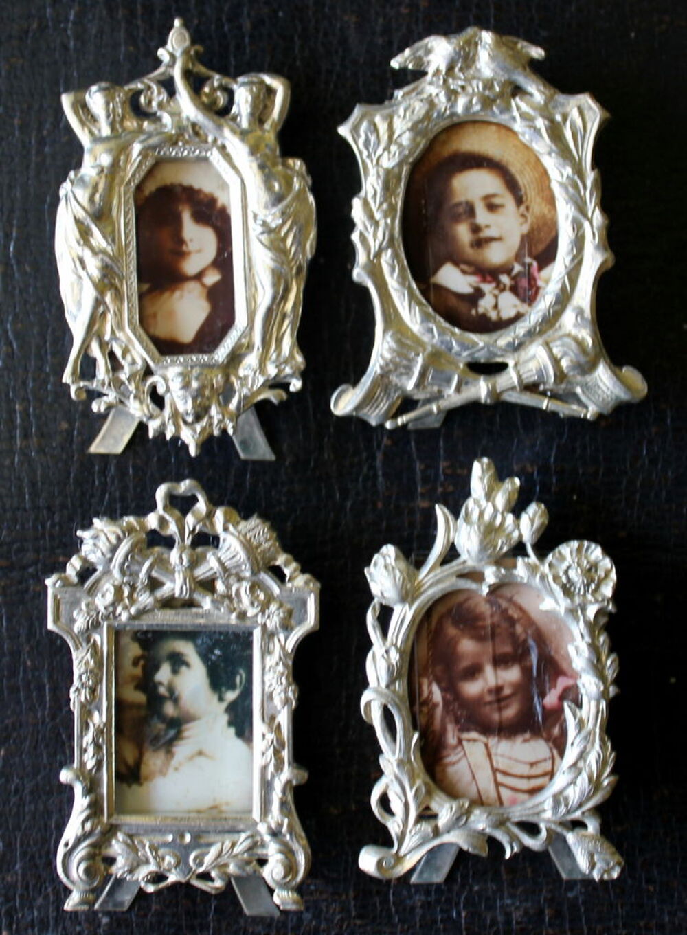 Cadres photo miniatures en argent massif XIX eme si&egrave;cle 