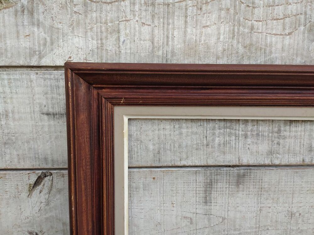 Cadre Bois Sculpt&eacute; Moulure Patine Ch&ecirc;ne Fonc&eacute; Format 8F Décoration