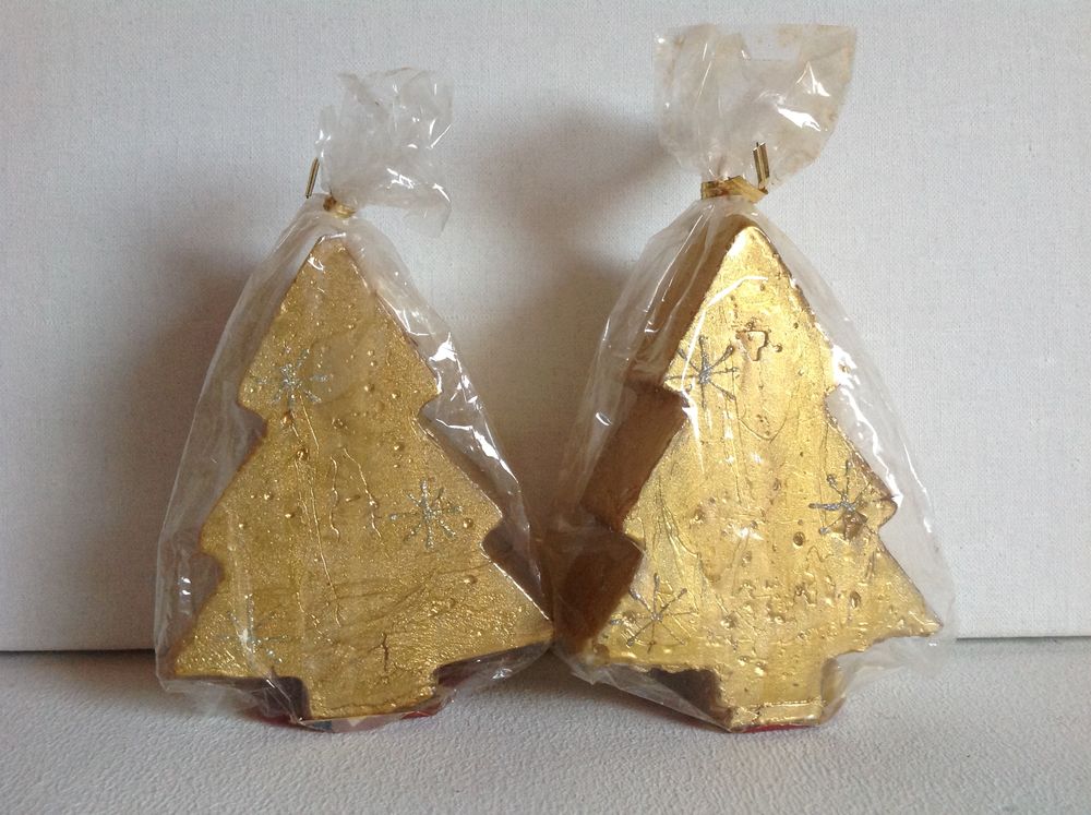 LOT DE DEUX BOUGIES DOR&Eacute;ES SAPIN DE NOEL Décoration