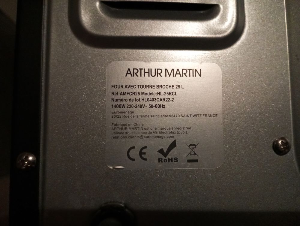 Mini-Four &eacute;lectrique Arthur-martin Electromnager