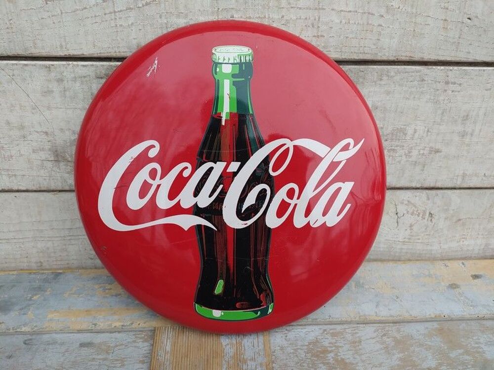 Plaque Coca Cola Enseigne Ronde Vintage 1990 