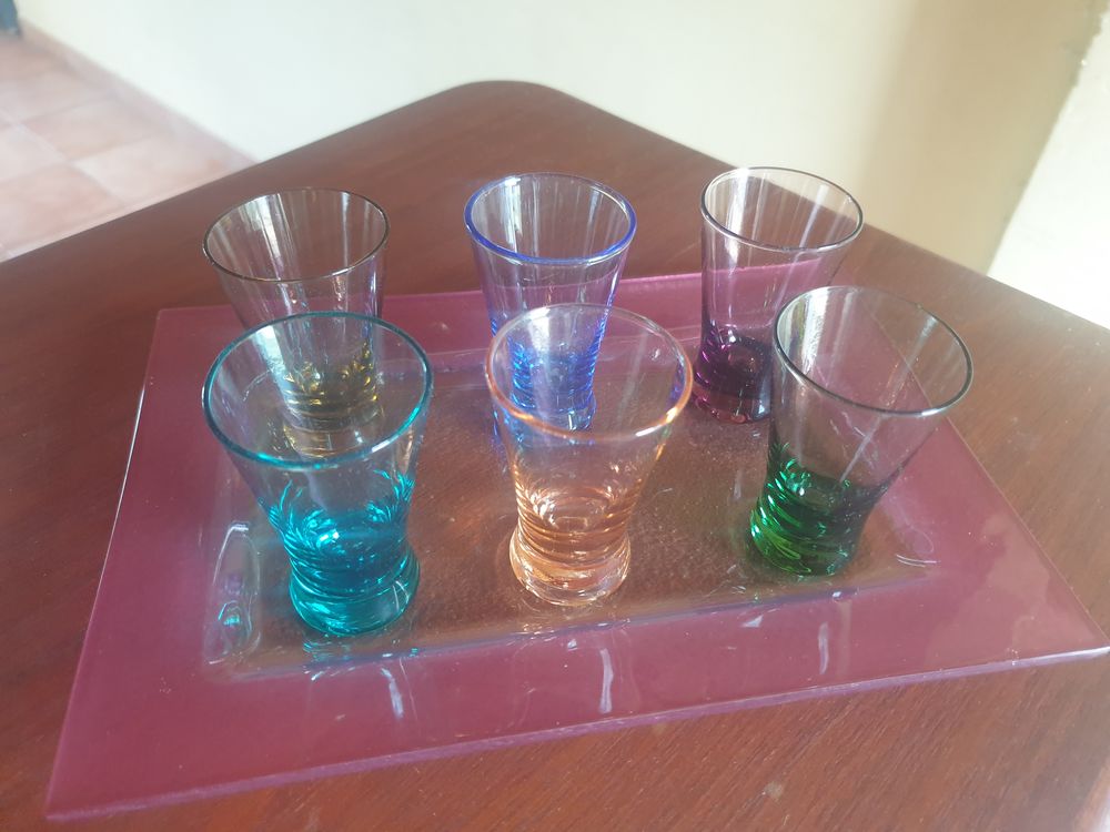 SET de 6 verres digestifs et son plateau Décoration