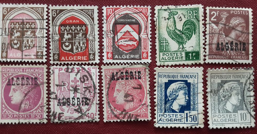 34 timbres &agrave; collection ALG&Eacute;RIE Fran&ccedil;aise ann&eacute;es 1950-60 