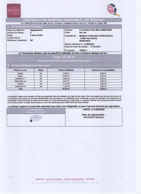  Appartement � louer 3 pi�ces 68 m�