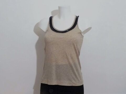 Top/ Tee Shirt Beige Encolure Noir Tissu et Perles-Escorpion 12 Paris 15 (75)