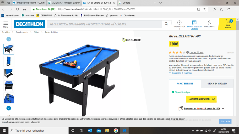 Achetez billard bt500 vend quasi neuf, annonce vente à Haubourdin (59