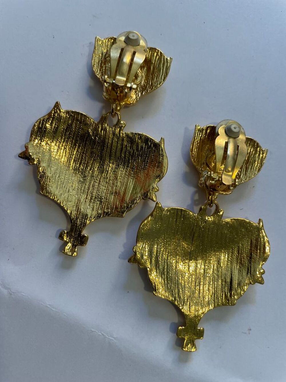 BO Clip coeur croisillons email vert nacr&eacute; + pendant c?ur CL Bijoux et montres