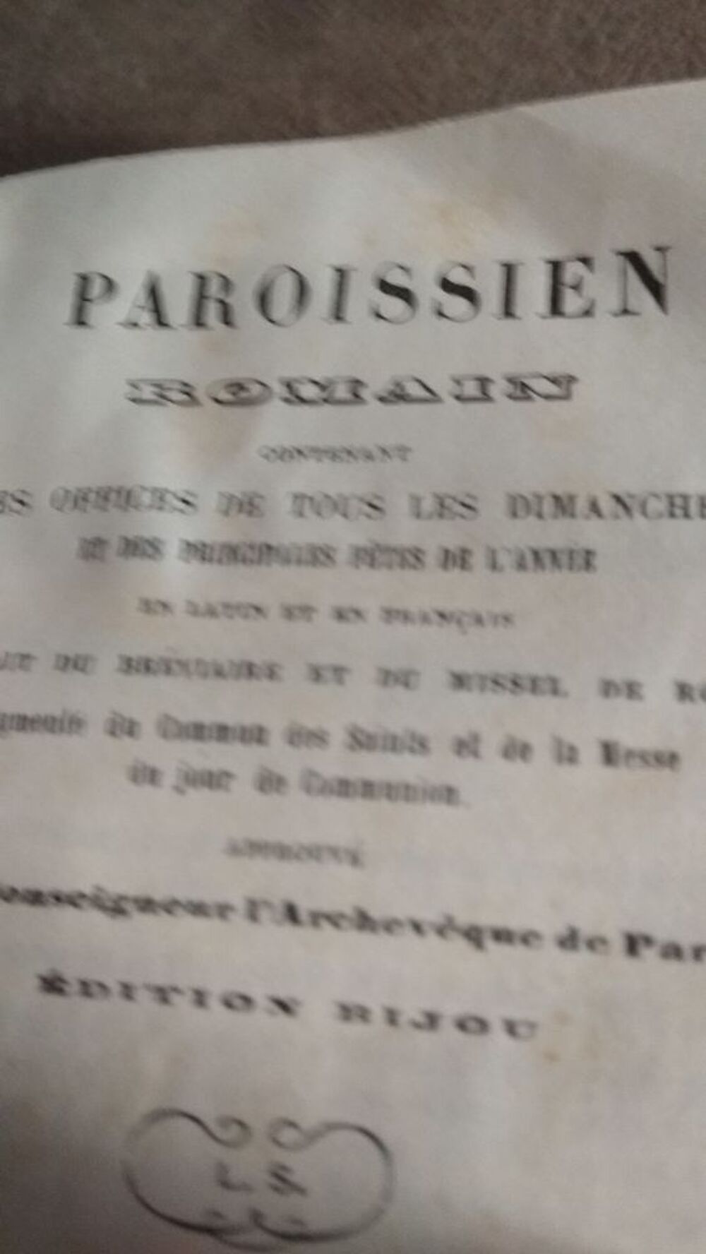 paroissien romain &eacute;dition bijou &eacute;diteur Morisot 1856 
