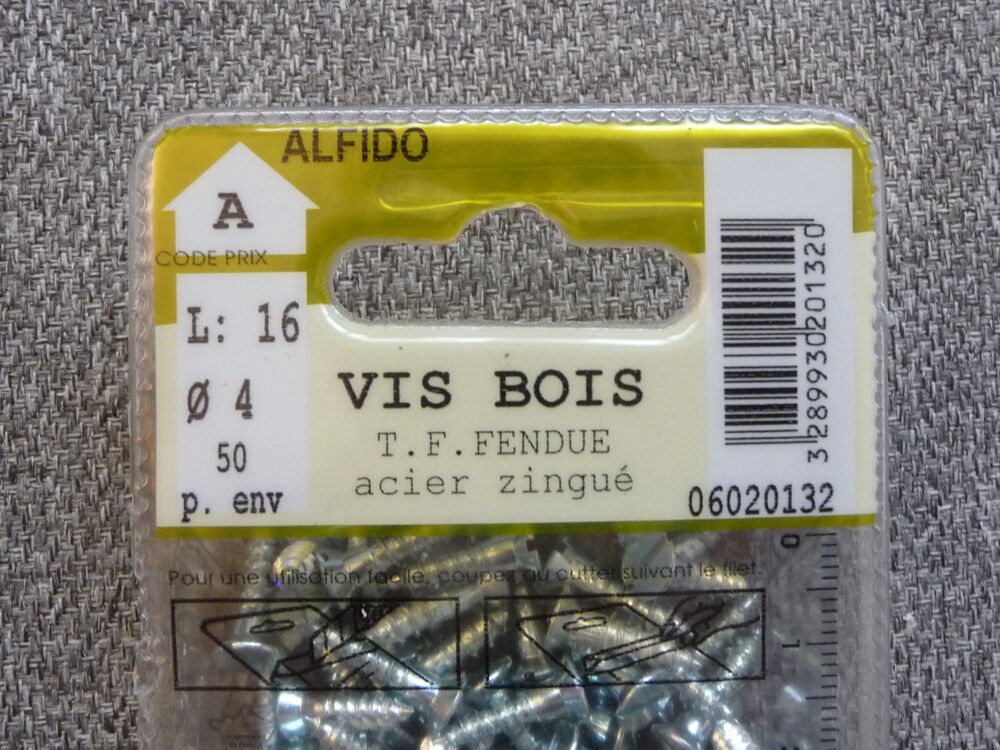 Boite de 50 Vis &agrave; Bois en Acier Zingu&eacute; Argent&eacute;- L16- Dia=4mm Bricolage