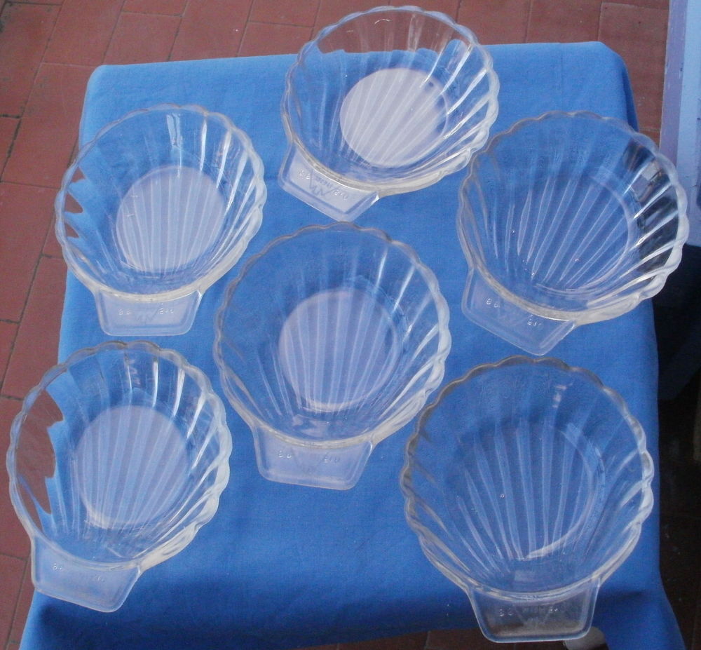 Lot de 6 coquilles Saint Jacques en verre PHENIX France Cuisine