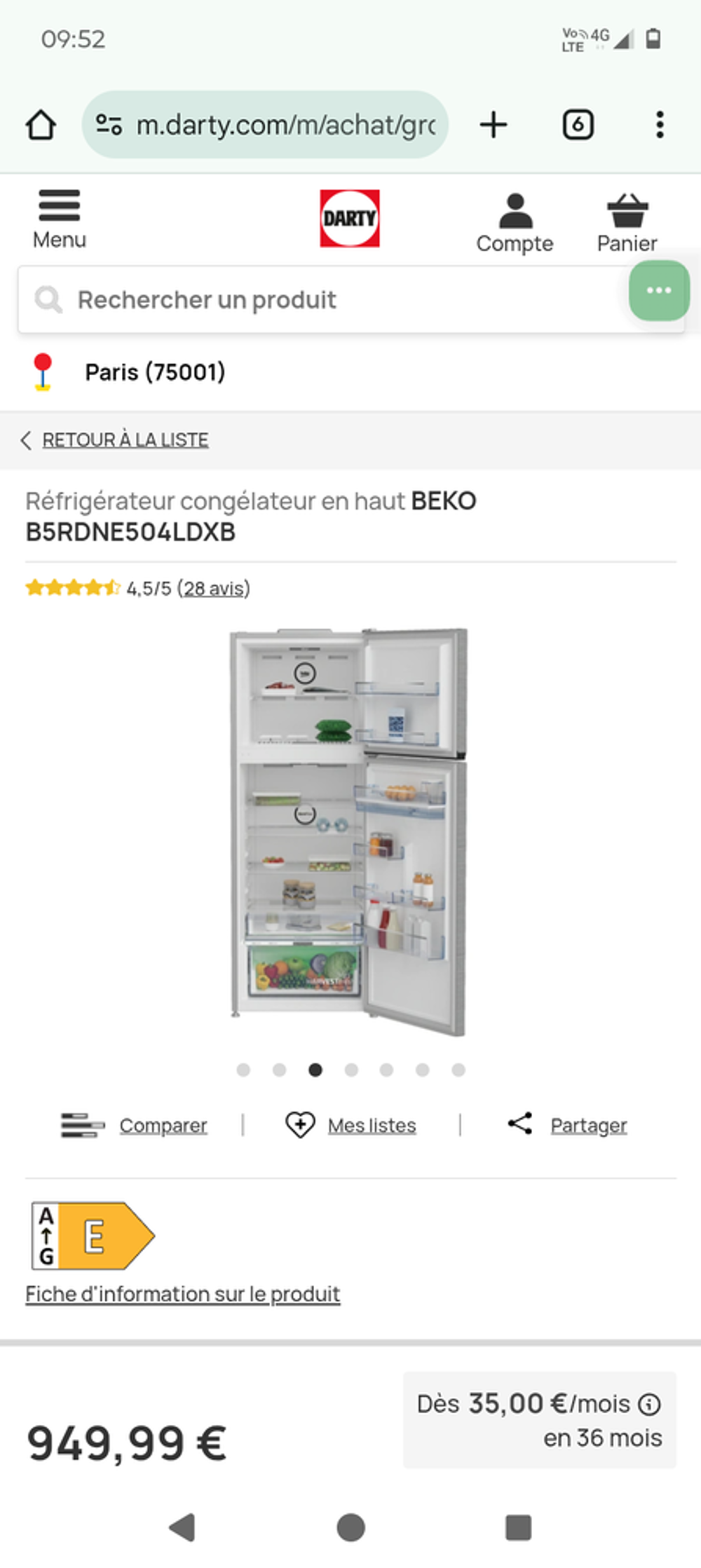 R&eacute;frig&eacute;rateur cong&eacute;lateur en haut Cuisine